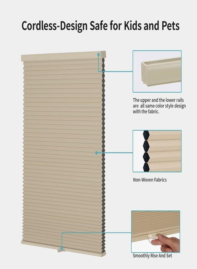 MYshade Cordless Blackout Window Blinds & Shades Pull Down Room Darkening Window Shades Light Blocking Honeycomb Cellular Shade for Indoor Windows Easy to Install 27 inch Wide, H50 Beige Blinds - Image 2